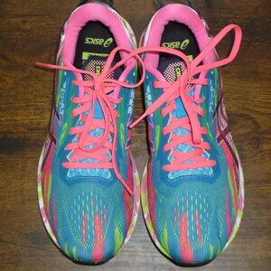 Asics Dark Teal, Coral Pink & Lime Green Noosa Tri 13 Women's Running Shoes